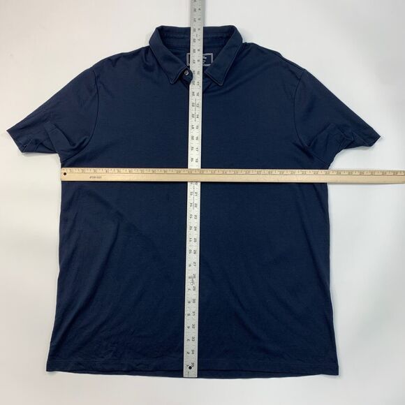 Charles Tyrwhitt Shirt Mens XL Extra Large Navy Polo Collared 3 Button Placket - Picture 6 of 11